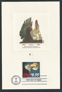 # 1909 EAGLE STAMP $9.35, CELEBRATING NASA 1983 Fleetwood First Day Proofcard - Bild 1 von 2