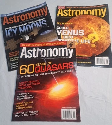 Astronomy Magazine - Lot of 3 All 2023 Venus Icy Moons Quasars Solar Eclipse - Image 1 of 4