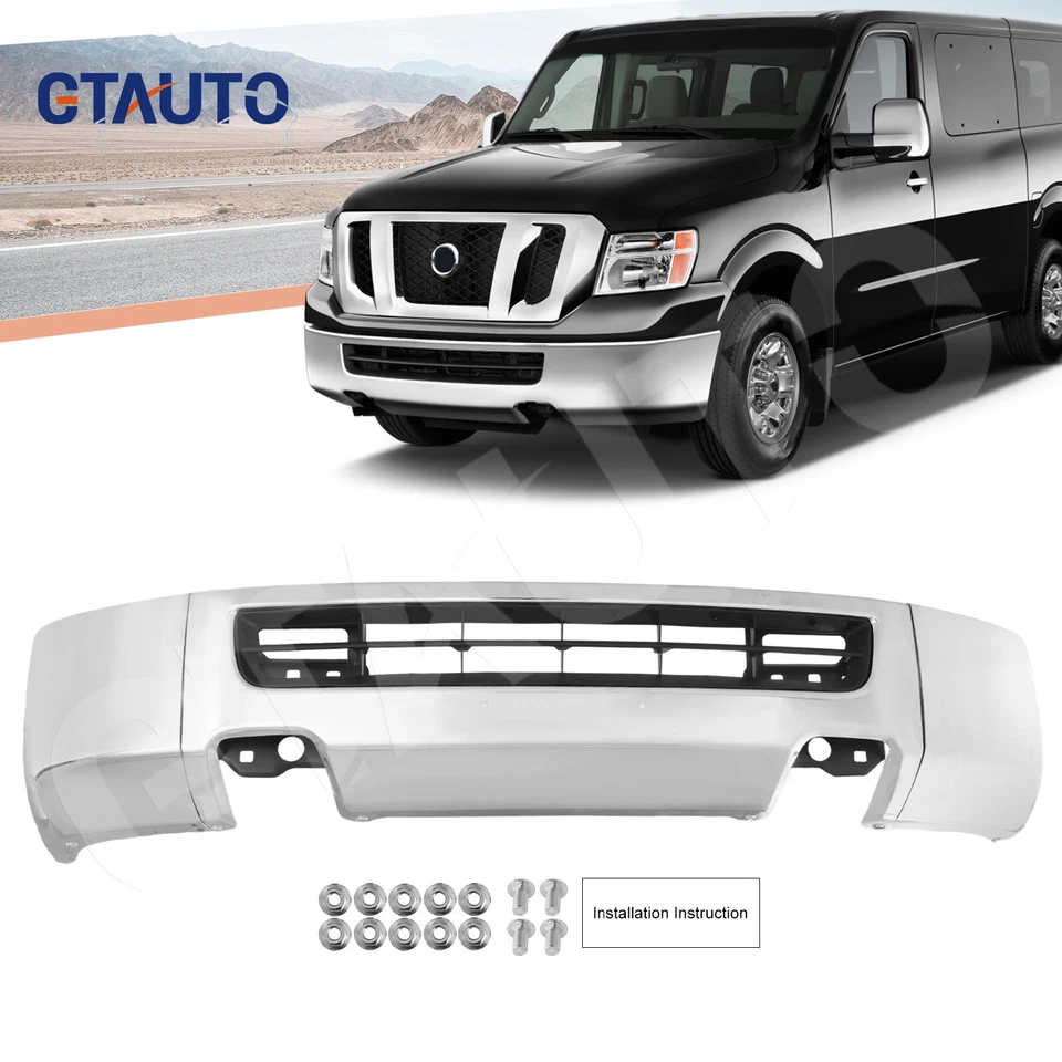 For 2012-21 Nissan NV1500 OE Style Front Bumper Split Chrome w/o Fog Light Holes Foto 1 de 4