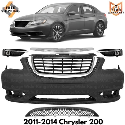 Front Bumper Cover Paintable & Grille Assembly Kit For 2011-2014 Chrysler 200 Foto 1 de 4