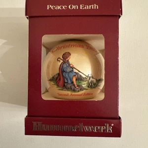 Hummelwerk 1980 "Frieden auf Erden" Glas Ornament 2. Jahrjährlich mit Box Germany - Bild 1 von 6