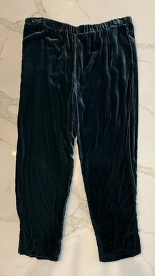 Pantalones de terciopelo Johnny Was XL azul/verde pierna cónica cintura elástica nuevos sin etiquetas Foto 1 de 4