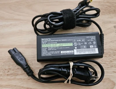Adaptador de corriente alterna genuino OEM SONY VAIO VGP-AC16V13 64W 19V 4A con cable Foto 1 de 2