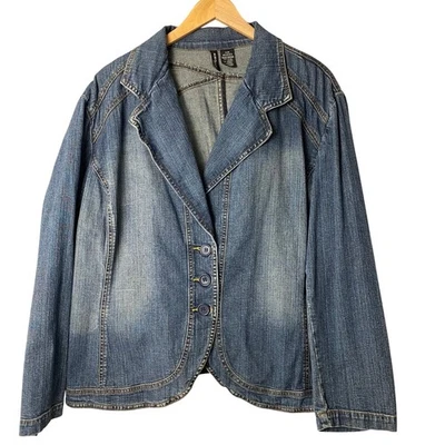 VTG Y2K Mix-it Denim Short Jacket Button-up Stretch Casual Classic Women's 22W - Image 1 of 4