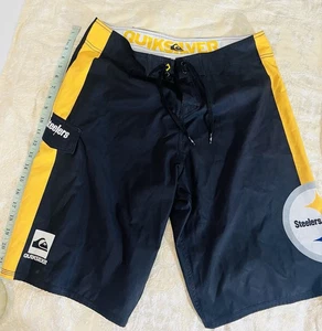 Pittsburgh Steelers Black & Yellow Men’s Swim Beach Trunk Shorts Size 34 - Picture 1 of 7