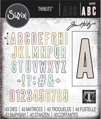 Sizzix Thinlits Alphanumeric Bulletin 43pc set #666281 Retail $40.99 Tim Holtz — 第 1/4 张图片
