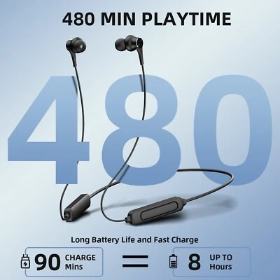 Bluetooth Wireless Headset Magnetic Hanging Neck Headphones Sweatproof Earphone - Image 1 of 4