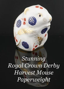 Very Cute Royal Crown Derby Paperweight - Harvest Mouse with gold stopper - Picture 1 of 4