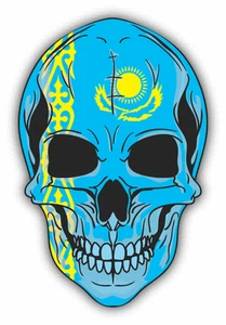 Totenkopf Flagge Kasachstan Auto Autoaufkleber 4" x 5" - Bild 1 von 1