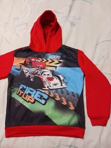 Disney Pixar CARS*Red Long Sleeve Sweatshirt Hoodie Jacket*"FIRE IT UP"*Size 7 - Picture 1 of 7