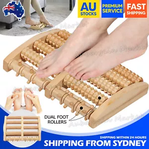 LARGE Wooden Foot Pain Massager 5 Roller Care Reflexology Relax Stress Relief AU - Picture 1 of 9