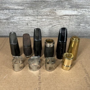 Vintage LOT Clarinet Saxophone Replacement Parts Mouthpiece Ligature Caps Barrel - Picture 1 of 19