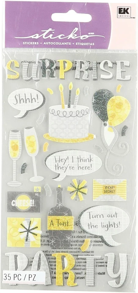 Surprise Party, 4x7" scrapbook stickers Sticko 52-00767 - Image 1 of 1