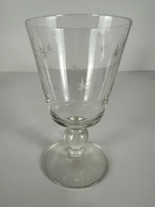 MCM Atomic Starburst Etched Vintage Short Stem Glass Goblet 5.5" - Picture 1 of 6