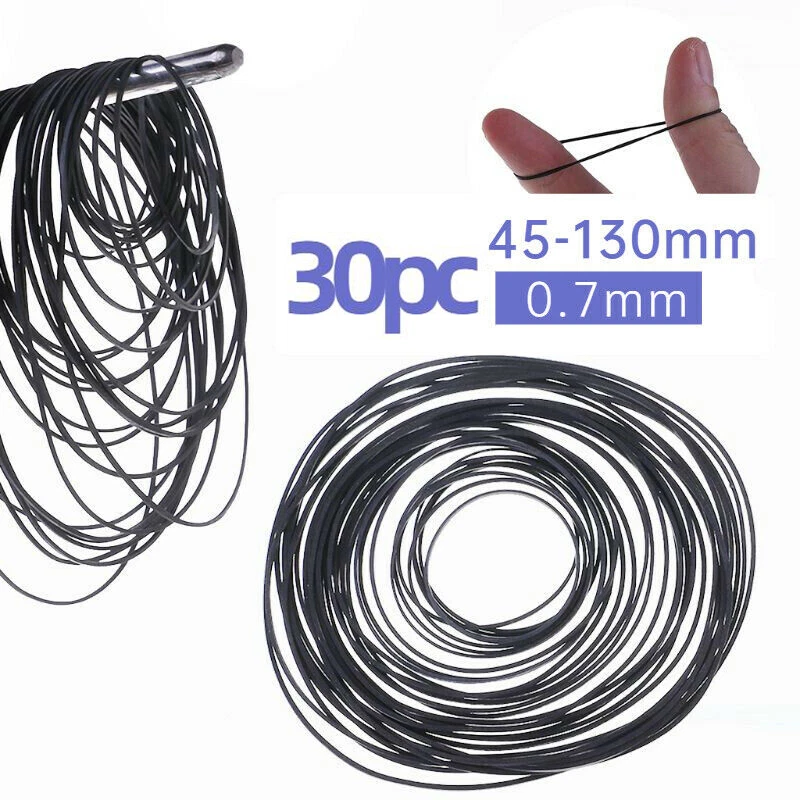 30pc 45-130mm Mix Cassette Tape Machine Common Belt for Recorder DVD Drive 0.7mm - Image 1 of 4