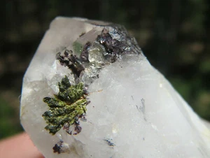 LEPIDOCHROSIT & EPIDOT INKLUSIVE QUARZ SELTEN SCHÖN FÄCHER SPRAY KRISTALLSPITZE - Bild 1 von 10