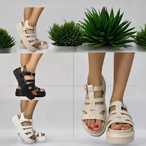 MUJER NIÑA VERANO PLATAFORMA SANDALIAS GRUESAS CON HEBILLA AJUSTABLE - Imagen 1 de 10