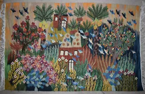 Hand Woven Tapestry-Egyptian Wall Hanging-4.6 FT-Folk Art -Kilim-Home Decor - Picture 1 of 20
