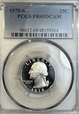 1978 S Proof Washington Quarter 25 Cents PCGS Certified PR69 Deep Cameo Beauty - Image 1 of 4