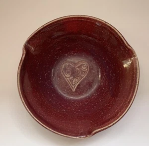 Berry Bowl Studio Pottery Heart Design Burgundy Glaze Made In Northern BC - Picture 1 of 5