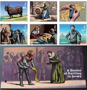Jersey Stamps: "History of Knitting in Jersey" Presentation Pack MNH 6v 2023 - Picture 1 of 5