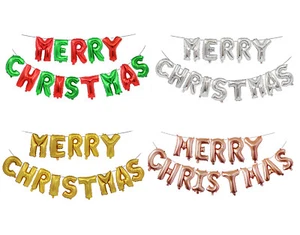 MERRY CHRISTMAS Letter Backdrop Foil Balloon Banner 16" Air-Filled - Picture 1 of 5