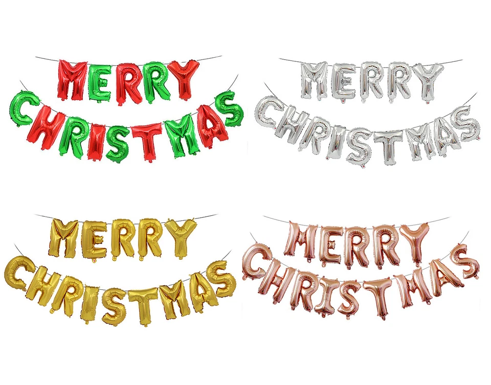 MERRY CHRISTMAS Letter Backdrop Foil Balloon Banner 16" Air-Filled - Image 1 of 1