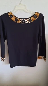 JAC Damen schwarzer Pullover Kunstleopardendruck Borte. XL - Bild 1 von 4