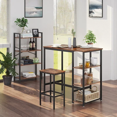 Vintage Stehtisch Bartisch Küchentisch mit 3 Regalablagen Computertisch LBT11X - Bild 1 von 4