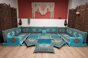 U Shaped Arabic Majlis Sofa,  Arabic Floor Sofa, Sectional Sofas, Floor Cushions - Picture 1 of 108
