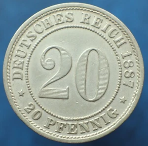 Moneda de 20 peniques 1887 E - Alemania KM# 9,1 - #1060 - Imagen 1 de 5