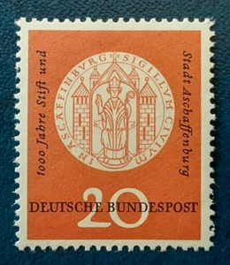GERMANY Deutsche Bundespost 1957 MNH Aschaffenburg Town Mi 255 Scott 765 XF 4658 - Picture 1 of 3
