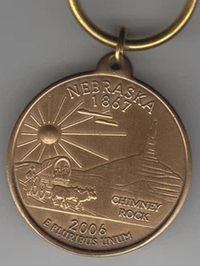 Llavero grabable estilo moneda roca chimenea estado de Nebraska - Imagen 1 de 2