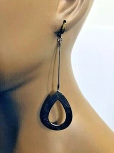 Pendientes de gancho largos tono plata forma ovalada - Imagen 1 de 2