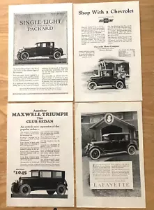 Vintage 1920s Advertisements Automobile Lafayette Packard Maxwell Triumph Chevy - Picture 1 of 1