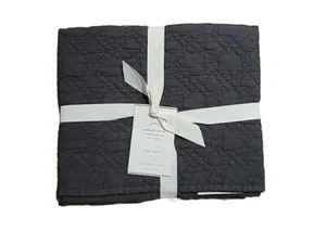 WASHED COTTON TRELLIS SHAM KING GREY 36X20IN POTTERY BARN - Picture 1 of 13