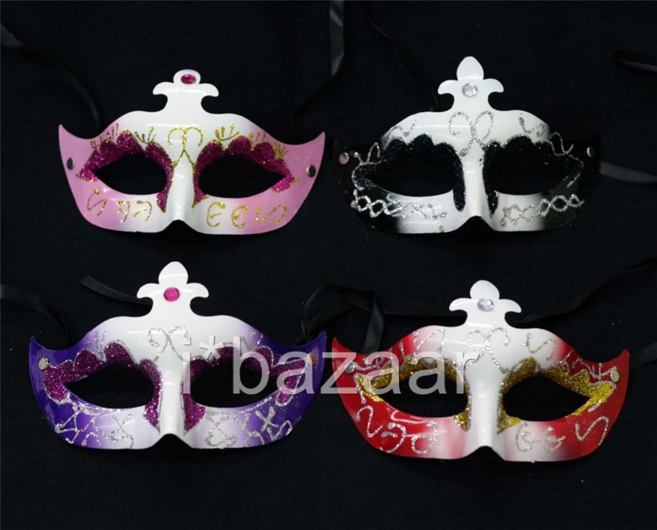 4 x QUALITY MASQUERADE PARTY MASK Purple Pink Black Red - image 1 of 1