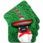 Fiesta Siesta Mexican Sombrero Hat Pug Set Of 4 Coasters