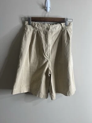 Shorts cáqui frente plissada vintage Liz Claiborne Crazy Horse tamanho 8 - Imagem 1 de 4
