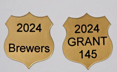 Laser Engraved Brushed Gold Shield for Perpetual Shields / Trophies S2 31x30mm - image 1 of 2