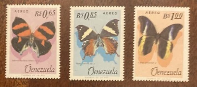 Venezuela: 1966 Juego de 3 Correos Aéreos MLH "Mariposas" Lote #03-03158 Foto 1 de 2