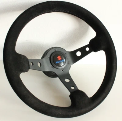 Volante adecuado para SUZUKI SAMURAI Sidekick gamuza cuero plato profundo Foto 1 de 4