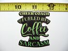 CHEER COACH FUELED BY COFFEE SARCASM DECAL STICKER FUNNY SARCASTIC SAYING
