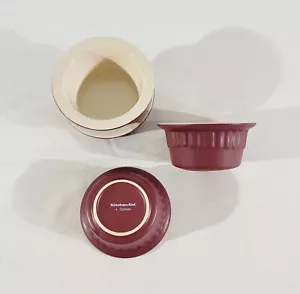 (4) NWOB Kitchen Aid Custard Ramekins Food Prep 4 oz Bowls Cups Cranberry Red - Picture 1 of 3