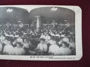 Stereoview Sears Roebuck & Co Number 42 The Girls Cafeteria Chicago Illinois O - Picture 1 of 4