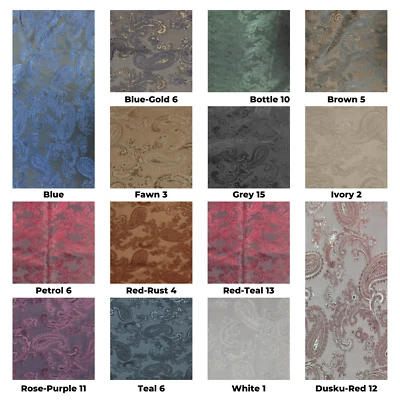 EU FABRICS PAISLEY JACQUARD LINING FABRIC 14 Colours Dress Clothing Drapes Material 144CM