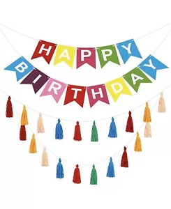 5 Pieces Happy Birthday Bunting Banner Tassel Garlands Set Happy Birthday - Picture 1 of 6