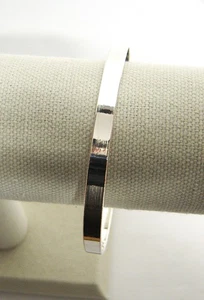 Bracciale Slip-On Ampio Semplice Tono Argento Diametro 3 Pollici Cerchio Oversize - Foto 1 di 7