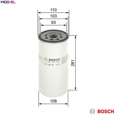 OIL FILTER F 026 407 043 FOR RENAULT TRUCKS VOLVO FH/12/16/II B11 FH12 B12 FL - Image 1 of 4