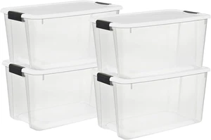 4 Pack Ultra Latching Box, Storage Bins with Lids, Clear Plastic, 70 Quart - Hea - Picture 1 of 12